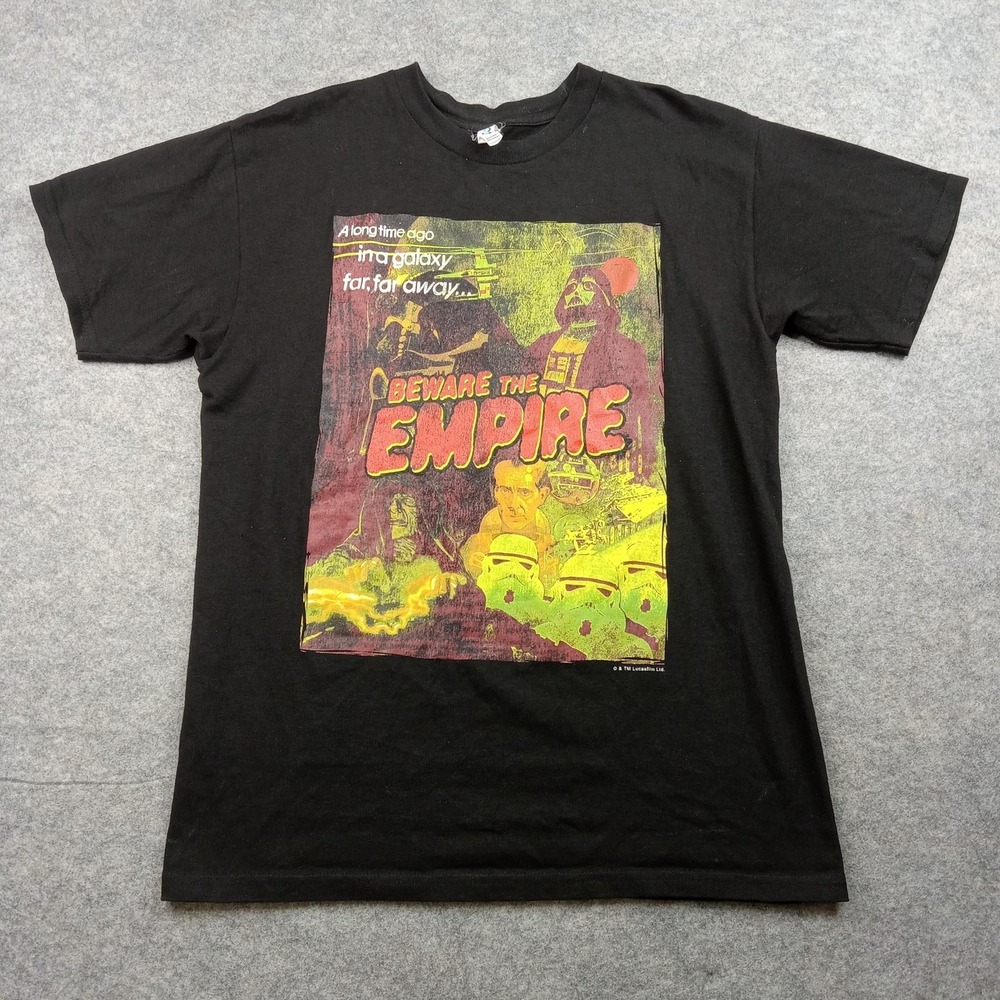 Star Wars Shirt Mens Medium Black Beware the Empire Graphic Tee Lucasfilm Vader